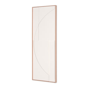 HomeRoots White Geometric Shadowbox Wall Art - Handcrafted Canvas in Elegant Brown Frame for Modern Spaces 653970