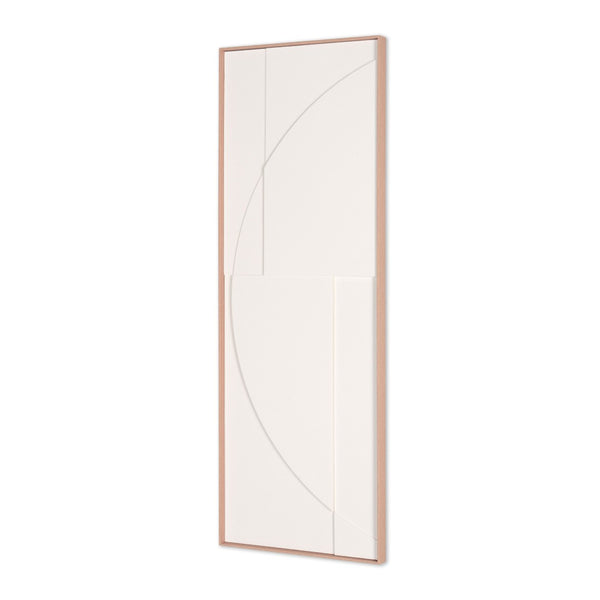 HomeRoots White Geometric Shadowbox Wall Art - Handcrafted Canvas in Elegant Brown Frame for Modern Spaces 653970
