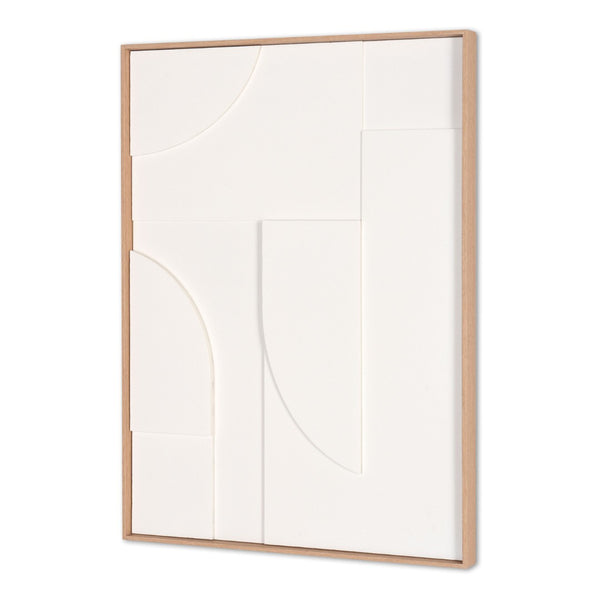 HomeRoots White Geo Mache Shadowbox Wall Art - Handcrafted Abstract Decor for Modern and Scandinavian Spaces 653971