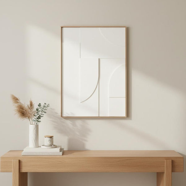 HomeRoots White Geo Mache Shadowbox Wall Art - Handcrafted Abstract Decor for Modern and Scandinavian Spaces 653971
