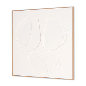 HomeRoots White Geometric Trio Embossed Canvas Wall Art in Faux-Wood Shadowbox Frame for Modern Decor 653973