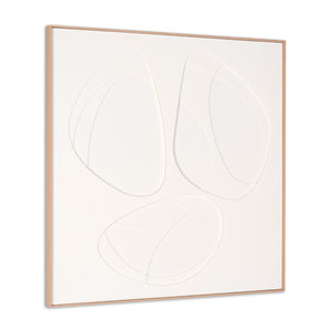 HomeRoots White Geometric Trio Embossed Canvas Wall Art in Faux-Wood Shadowbox Frame for Modern Decor 653973