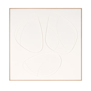 HomeRoots White Geometric Trio Embossed Canvas Wall Art in Faux-Wood Shadowbox Frame for Modern Decor 653973