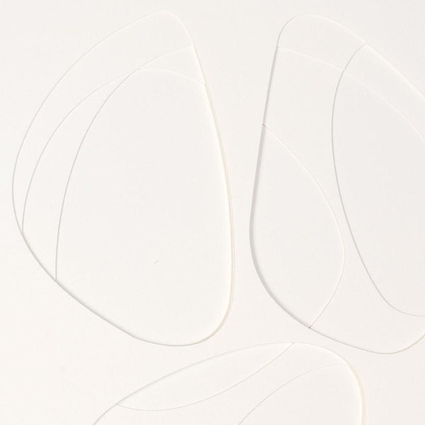 HomeRoots White Geometric Trio Embossed Canvas Wall Art in Faux-Wood Shadowbox Frame for Modern Decor 653973