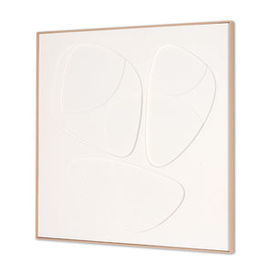 HomeRoots White Curvy Geo Trio Embossed Canvas Wall Art in Brown Shadowbox Frame for Modern Decor Accent 653974