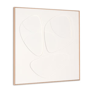 HomeRoots White Curvy Geo Trio Embossed Canvas Wall Art in Brown Shadowbox Frame for Modern Decor Accent 653974