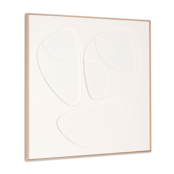 HomeRoots White Curvy Geo Trio Embossed Canvas Wall Art in Brown Shadowbox Frame for Modern Decor Accent 653974