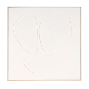 HomeRoots White Curvy Geo Trio Embossed Canvas Wall Art in Brown Shadowbox Frame for Modern Decor Accent 653974