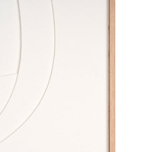 HomeRoots White Curvy Geo Trio Embossed Canvas Wall Art in Brown Shadowbox Frame for Modern Decor Accent 653974