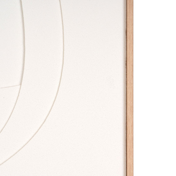 HomeRoots White Curvy Geo Trio Embossed Canvas Wall Art in Brown Shadowbox Frame for Modern Decor Accent 653974