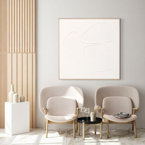 HomeRoots White Curvy Geo Trio Embossed Canvas Wall Art in Brown Shadowbox Frame for Modern Decor Accent 653974