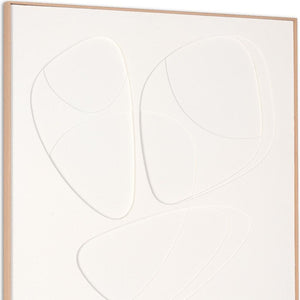 HomeRoots White Curvy Geo Trio Embossed Canvas Wall Art in Brown Shadowbox Frame for Modern Decor Accent 653974