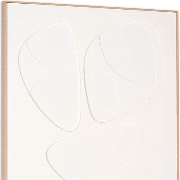 HomeRoots White Curvy Geo Trio Embossed Canvas Wall Art in Brown Shadowbox Frame for Modern Decor Accent 653974