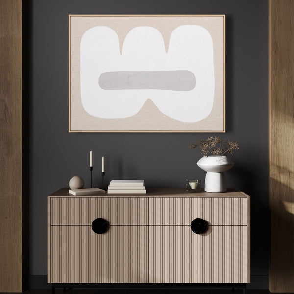 HomeRoots Interval Hand-Painted Canvas Art in Brown Floater Frame – Modern Wall Décor for Any Space 653975