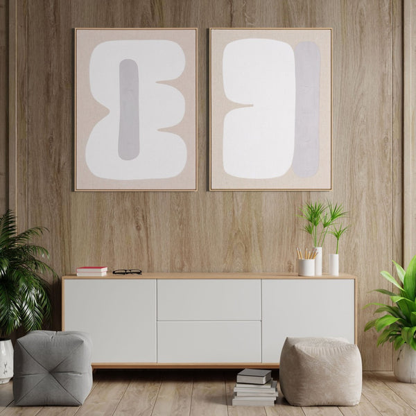 HomeRoots Interval Hand-Painted Canvas Art in Brown Floater Frame – Modern Wall Décor for Any Space 653975