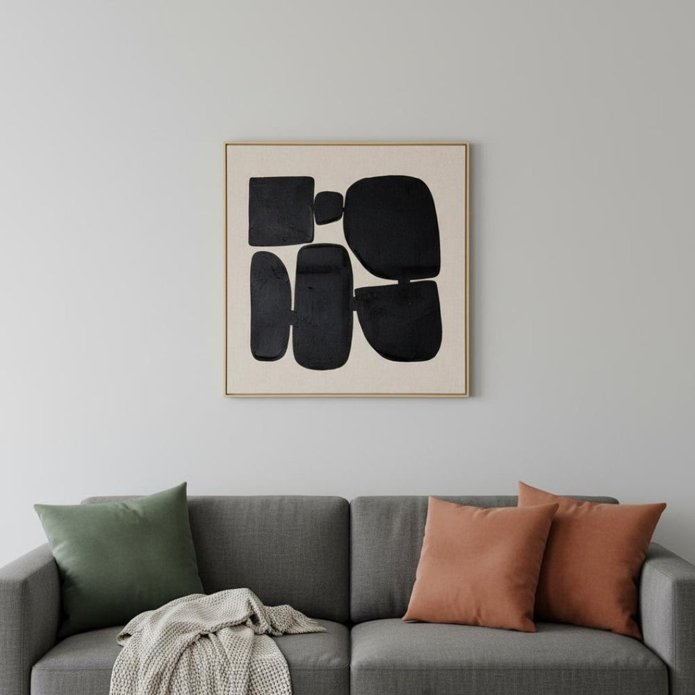 HomeRoots Cairns II Hand-Painted Floater Frame Wall Art – Contemporary Canvas Masterpiece for Stylish Spaces 653979