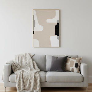 HomeRoots Cadenza Hand-Painted Wall Art in Brown Floater Frame - Artisan Canvas for Modern Home Décor 653980