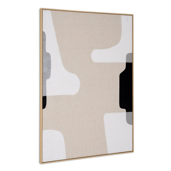 HomeRoots Cadenza Hand-Painted Wall Art in Brown Floater Frame - Artisan Canvas for Modern Home Décor 653980