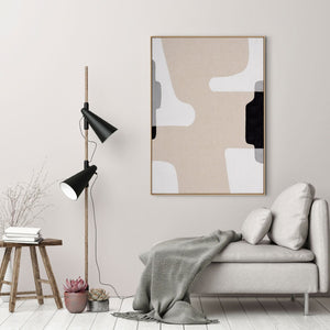 HomeRoots Cadenza Hand-Painted Wall Art in Brown Floater Frame - Artisan Canvas for Modern Home Décor 653980