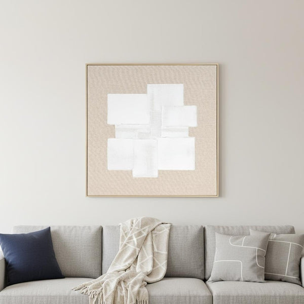 HomeRoots Octav Hand-Painted Canvas Wall Art in Brown Floater Frame – Elevate Your Space with Style! 653982