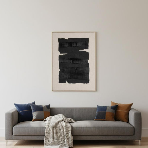 HomeRoots Echoes Hand-Painted Wall Art in Brown Floater Frame – Bold 48x36 Canvas for Modern Decor 653985