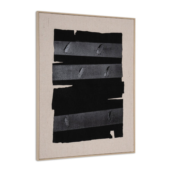 HomeRoots Echoes Hand-Painted Wall Art in Brown Floater Frame – Bold 48x36 Canvas for Modern Decor 653985