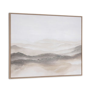 HomeRoots Over the Hills Hand-Painted Canvas Art in Rich Brown Floater Frame for Stunning Home Décor 653986