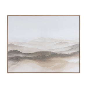 HomeRoots Over the Hills Hand-Painted Canvas Art in Rich Brown Floater Frame for Stunning Home Décor 653986