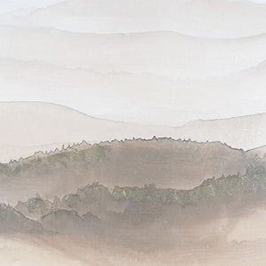 HomeRoots Over the Hills Hand-Painted Canvas Art in Rich Brown Floater Frame for Stunning Home Décor 653986