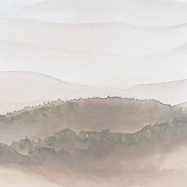 HomeRoots Over the Hills Hand-Painted Canvas Art in Rich Brown Floater Frame for Stunning Home Décor 653986