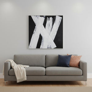 HomeRoots Intersecting Dimensions Hand-Painted Canvas Wall Art in White Floater Frame for Modern Elegance 653987