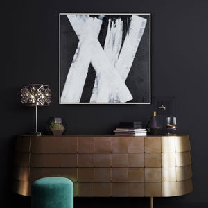 HomeRoots Intersecting Dimensions Hand-Painted Canvas Wall Art in White Floater Frame for Modern Elegance 653987
