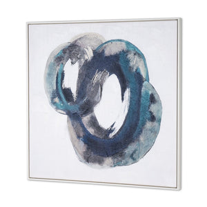 HomeRoots Ripples Hand-Painted Canvas Wall Art in White Floater Frame – Modern Serenity for Any Room 653988