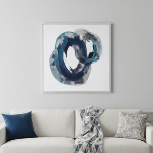 HomeRoots Ripples Hand-Painted Canvas Wall Art in White Floater Frame – Modern Serenity for Any Room 653988