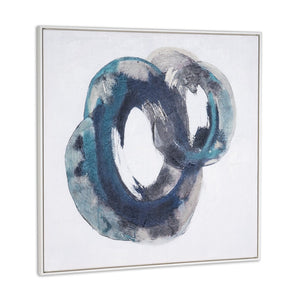 HomeRoots Ripples Hand-Painted Canvas Wall Art in White Floater Frame – Modern Serenity for Any Room 653988
