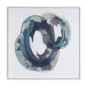 HomeRoots Ripples Hand-Painted Canvas Wall Art in White Floater Frame – Modern Serenity for Any Room 653988