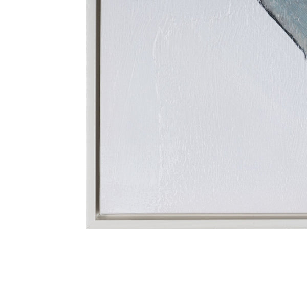 HomeRoots Ripples Hand-Painted Canvas Wall Art in White Floater Frame – Modern Serenity for Any Room 653988