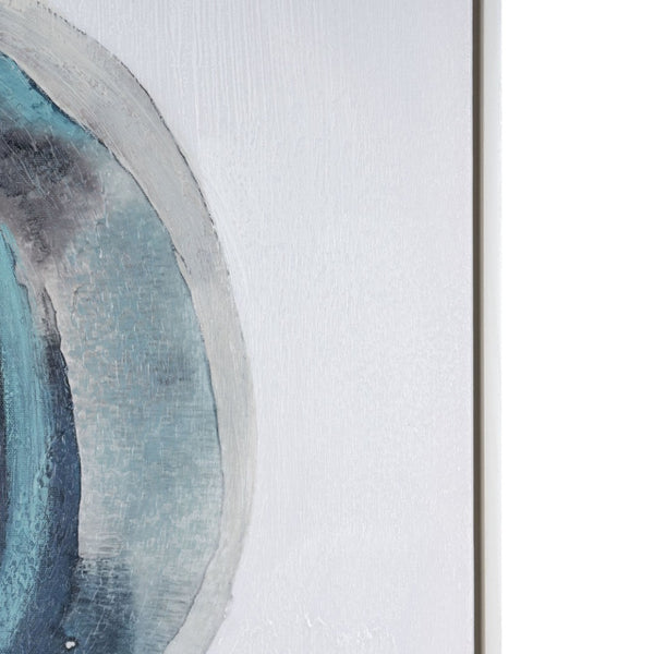 HomeRoots Ripples Hand-Painted Canvas Wall Art in White Floater Frame – Modern Serenity for Any Room 653988