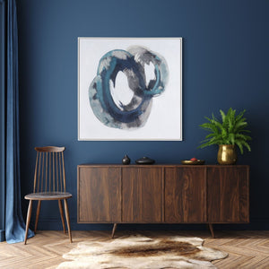 HomeRoots Ripples Hand-Painted Canvas Wall Art in White Floater Frame – Modern Serenity for Any Room 653988