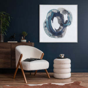 HomeRoots Ripples Hand-Painted Canvas Wall Art in White Floater Frame – Modern Serenity for Any Room 653988