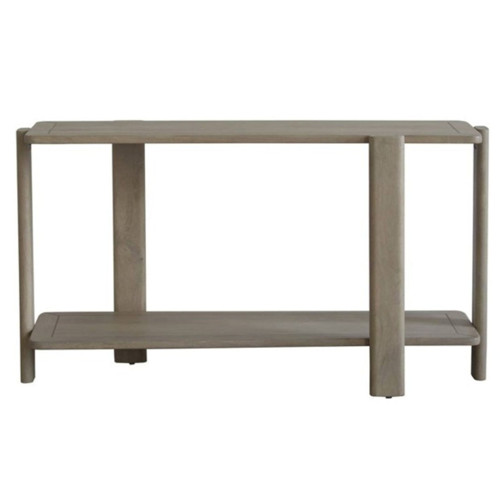 HomeRoots 54" Hand-Finished Solid Wood Distressed Console Table with Unique Design & Two-Tier Storage Solution 653989