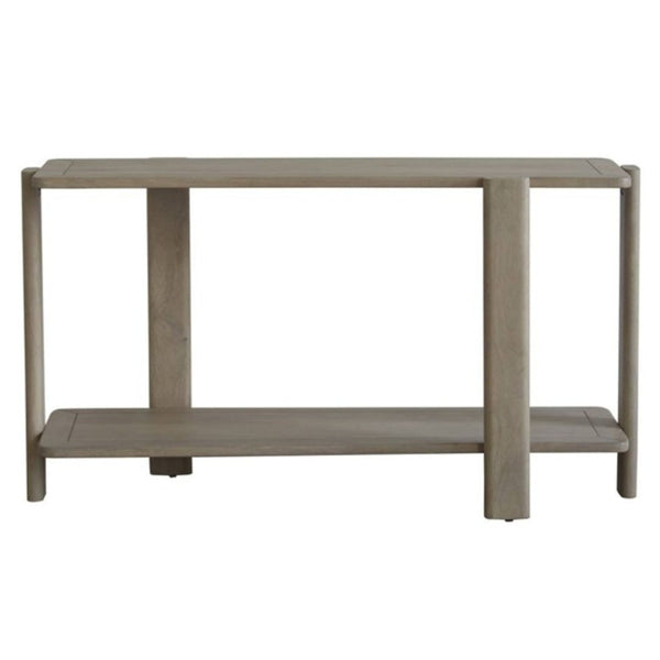 HomeRoots 54" Hand-Finished Solid Wood Distressed Console Table with Unique Design & Two-Tier Storage Solution 653989