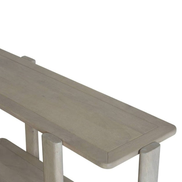 HomeRoots 54" Hand-Finished Solid Wood Distressed Console Table with Unique Design & Two-Tier Storage Solution 653989