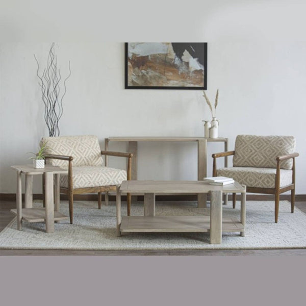 HomeRoots 54" Hand-Finished Solid Wood Distressed Console Table with Unique Design & Two-Tier Storage Solution 653989