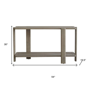 HomeRoots 54" Hand-Finished Solid Wood Distressed Console Table with Unique Design & Two-Tier Storage Solution 653989