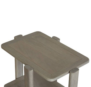 HomeRoots 22" Natural Distressed Solid Wood End Table with Lower Shelf for Rustic Living Room Charm & Versatility 653990