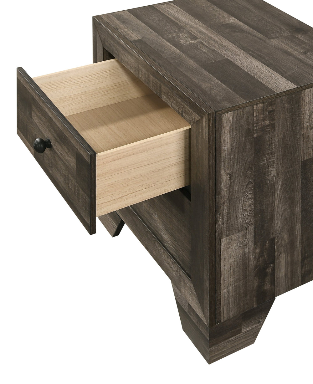 English Elm 1pc Rustic Two Drawers Nightstand Brown Gray Finish - Wooden Bedroom Storage Accent Table, 21.1x16.3x24" B011P331889