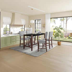 English Elm Counter 47.5-Inch Faux Marble Counter Height Table with Sturdy Rubber Wood Legs, Modern Dining Accent (96) Black N752P269652B