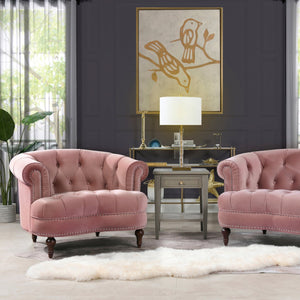 English Elm Jennifer Taylor Home - La La Rosa Victorian Tufted Upholstered Accent Chair in Luxe Velvet with Nailhead Trim and Support Pink B2719P238182