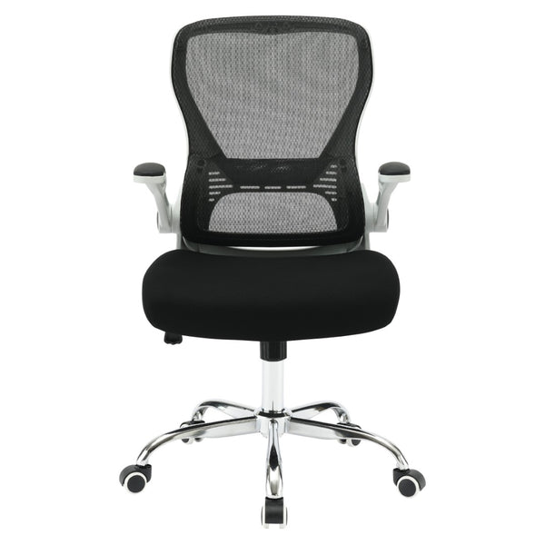 OSP Home Furnishings Mesh Back Ergonomic Office Chair with Lumbar Support Flip up Arms and Foam Seat Cushion White EMW96809C-3